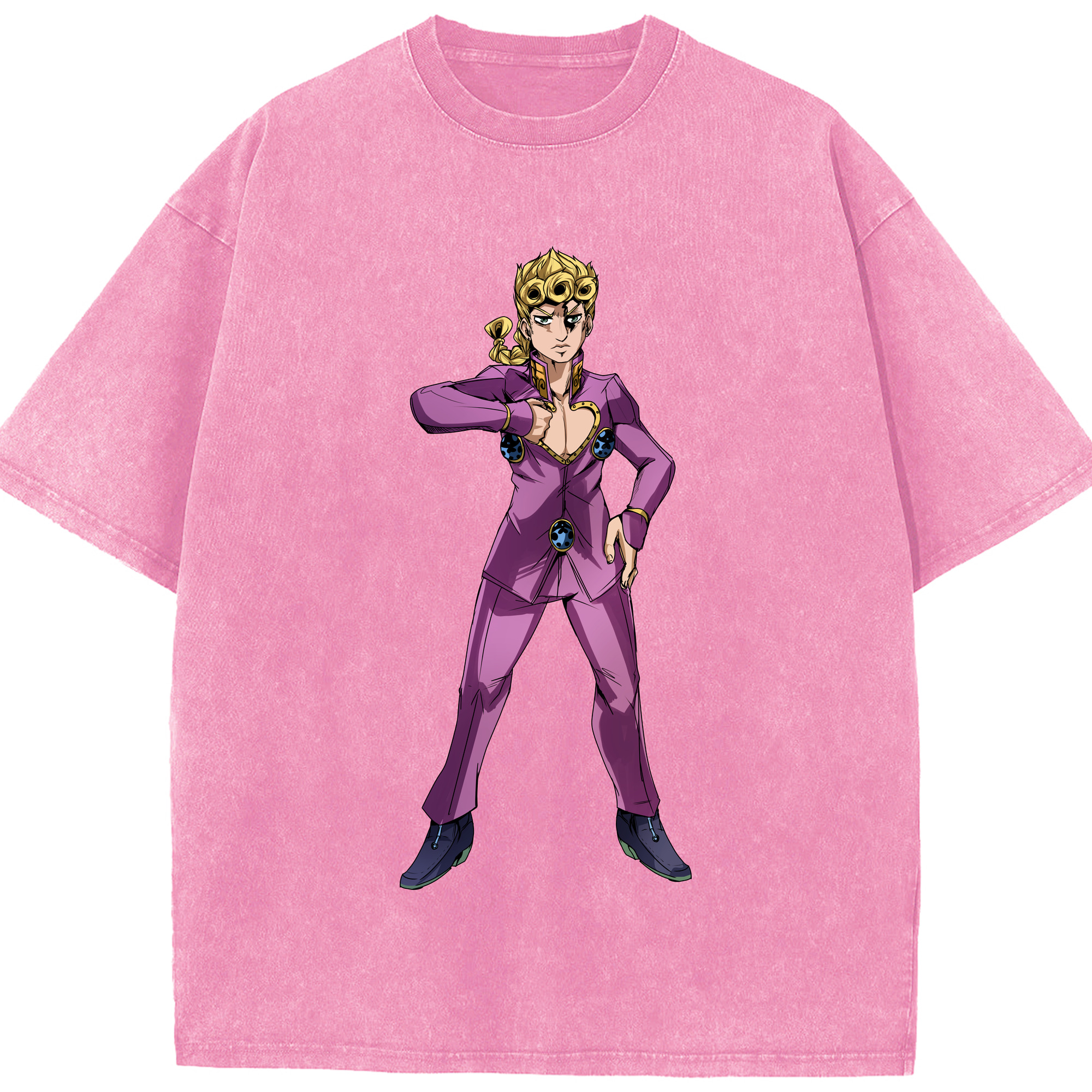 （画像用） ジョジョの奇妙な冒険 ジョルノ?ジョバァーナ JoJo's Bizarre Adventure Giorno Giovanna 綿100% ヴィンテージ風 半袖Tシャツ（フロントプリント）
